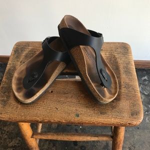 Black leather Birkenstocks " Gizeh "